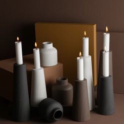 Storefactory Kerzenhalter LINGHED S Keramik braun | Ø 6x15 cm