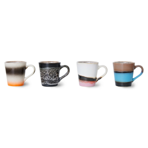 HKliving Espresso Mugs FUNKY bunt 4er Set