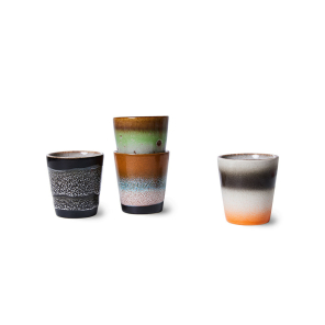 HKliving Ristretto Mugs GOOD VIBES bunt 4er Set | 5,8x5,8x6,2cm