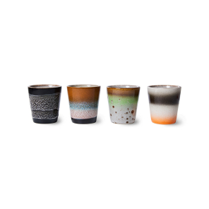 HKliving Ristretto Mugs GOOD VIBES bunt 4er Set | 5,8x5,8x6,2cm