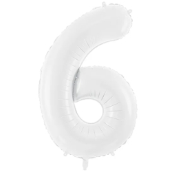 Ballon XL Zahl 6 WHITE weiß 101cm