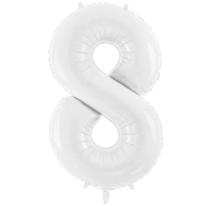 Ballon XL Zahl 8  WHITE weiß 101cm