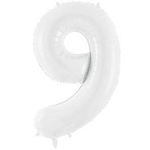 Ballon XL Zahl 9  WHITE weiß 101cm
