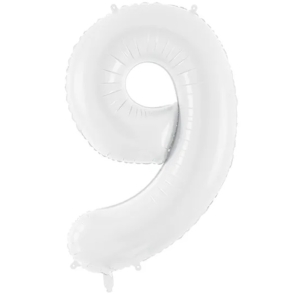Ballon XL Zahl 9 WHITE weiß 101cm