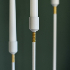 Nordic Flame Kerzenständer WHITE weiß gold 19cm