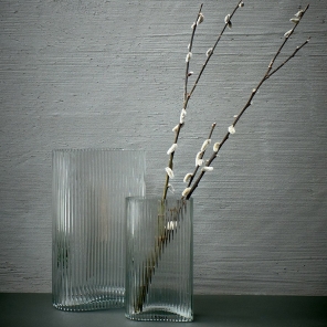 HKliving Vase CLEAR RIBBED klar 2er Set | 16x9x28cm /...