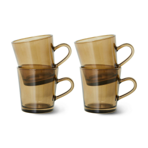 HKliving Tasse BROWN braun 4er Set |7x11x8cm