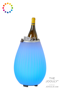 The JOOULY Getränkekühler mit Bluetooth Lautsprecher und Licht JOOULY 35 weiß/silber | Ø25x39cm