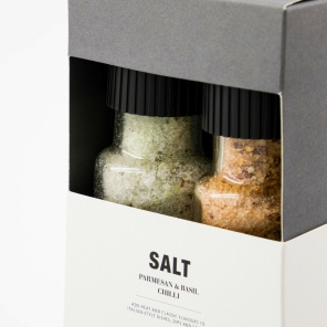 Nicolas Vahé Geschenkbox PARMESAN + BASIL SALT & CHILLI SALT  Gewürze 2er Set 320g 315g