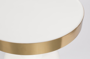 Zuiver Beistelltisch GLAM WHITE Stahl Eisen weiß gold | Ø36x51cm