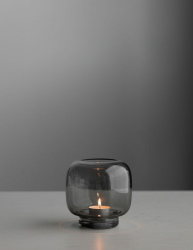 Storefactory Teelichthalter HULTSJÖ S Glas grau | 11x11x12 cm