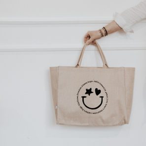 a good smile Shopping Bag Canvas Maxi SMILEY beige