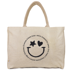 a good smile Shopping Bag Canvas Maxi SMILEY beige