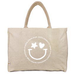 a good smile Shopping Bag Canvas Maxi SMILEY beige
