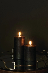 Uyuni Lighting LED Stumpenkerze FOREST BLACK schwarz | Ø8x20cm
