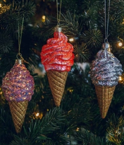Vondels Christbaumschmuck ICE CREAM Glas rosa | Ø 10 cm