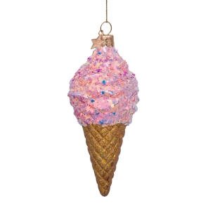 Vondels Christbaumschmuck ICE CREAM Glas rosa | Ø 10 cm
