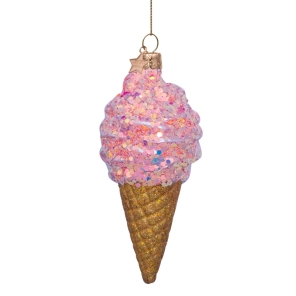 Vondels Christbaumschmuck ICE CREAM Glas rosa | Ø 10 cm