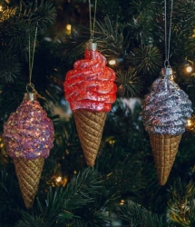 Vondels Christbaumschmuck ICE CREAM Glas rosa | Ø 10 cm