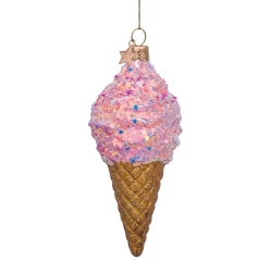 Vondels Christbaumschmuck ICE CREAM Glas rosa | Ø 10 cm