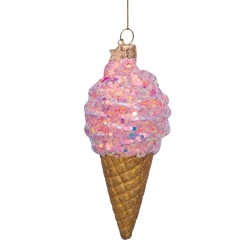 Vondels Christbaumschmuck ICE CREAM Glas rosa | Ø 10 cm