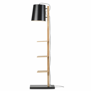 Its about RoMi Stehlampe CAMBRIDGE Holz schwarz | 38x30x168cm