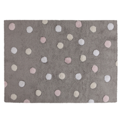 Lorena Canals waschbarer Teppich TRICOLOR POLKA DOTS grau | 160x120cm