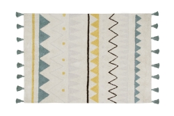 Lorena Canals waschbarer Teppich AZTECA vintage blau | 200x140cm