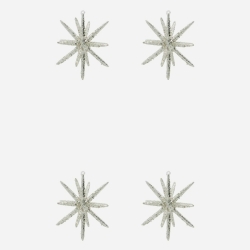 House Doctor Ornamente 4er Set SPIKE silber glitzer | Ø 12 cm
