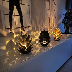 TOMMRE Laterne KOTTE + SPIRA Ethanol Lampe Messing | Ø28x31cm