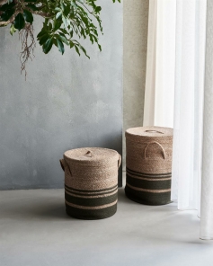 House Doctor Korb mit Deckel LAUNDRY armee