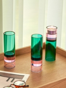 Hübsch Vase Teelichthalter ASTRO grün pink |...