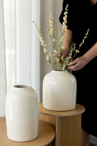 Storefactory Vase DOMSJÖ L natur weiß | Ø21x25cm