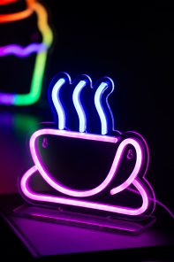 Leitmotiv Neonlicht COFFEE blau rosa | 22x21 cm