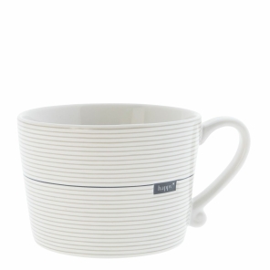 Bastion Collections Tasse Stripes HAPPY weiß/grau |...