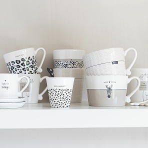 Bastion Collections Tasse Stripes HAPPY weiß/grau |...