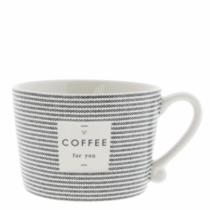 Bastion Collections Tasse Stripes COFFEE weiß/...