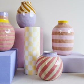 Kersten Vase STRIPES rosa | Ø16cm