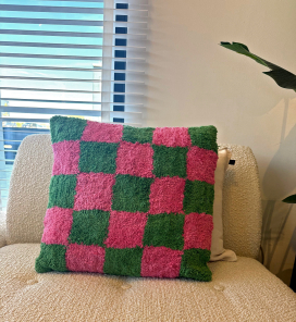Kersten Kissen CHECKER pink grün | 45x45cm