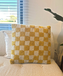 Kersten Kissen CHECKER gelb creme | 50x50cm
