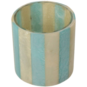 Kersten Kerzenhalter STRIPES hellblau creme | Ø7x8cm