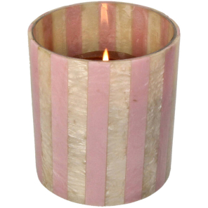 Kersten Kerzenhalter STRIPES rosa creme | Ø10x12cm