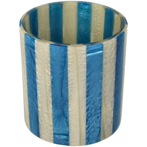 Kersten Kerzenhalter STRIPES blau creme | Ø10x12cm