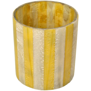 Kersten Kerzenhalter STRIPES gelb creme | Ø10x12cm