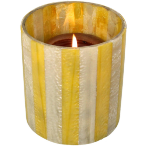 Kersten Kerzenhalter STRIPES gelb creme | Ø10x12cm
