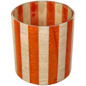 Kersten Kerzenhalter STRIPES orange creme | Ø10x12cm