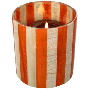 Kersten Kerzenhalter STRIPES orange creme | Ø10x12cm
