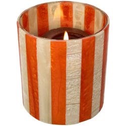 Kersten Kerzenhalter STRIPES orange creme | Ø10x12cm