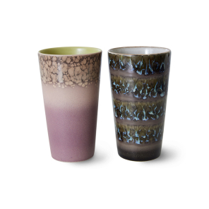HKliving Becher FOREST Latte Mug 70s bunt 2er Set |...
