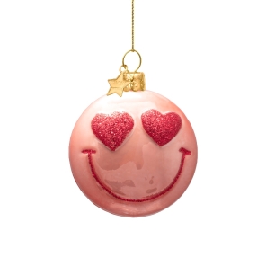 Vondels Christbaumschmuck SMILEY pink/orange | H 7,5cm